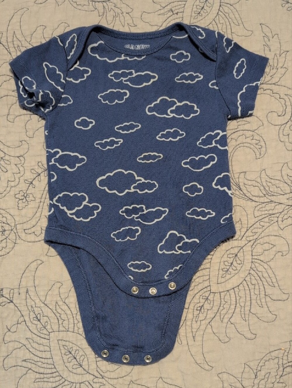 Old Navy Baby Short Sleeve Bodysuit Set - Blue Cloud, Navy, White, Yellow - Picture 3 of 10